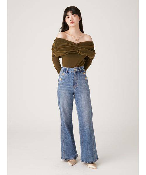 ぽこ様★新品 リリーブラウン カップインオフショルダーボディスーツ カーキ LILY BROWN｜【LILY BROWN Lingerie】カップインオフショルダー