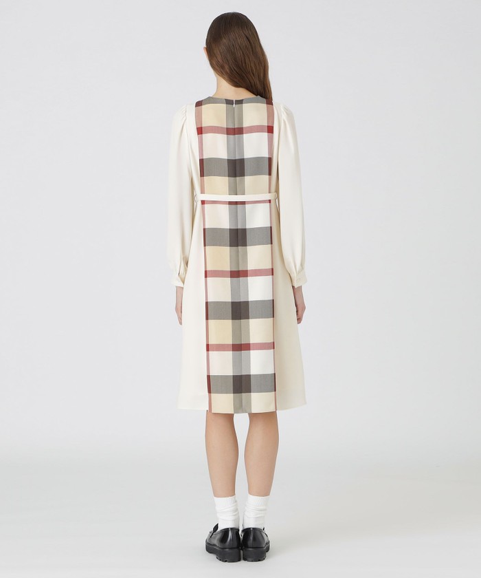 スムージーサテンパーシャルチェックドレス(506872015)｜阪急百貨店