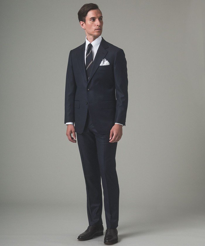 LoroPiana/ロロピアーナ】365 通年スーツ(ネイビー×ストライプ 