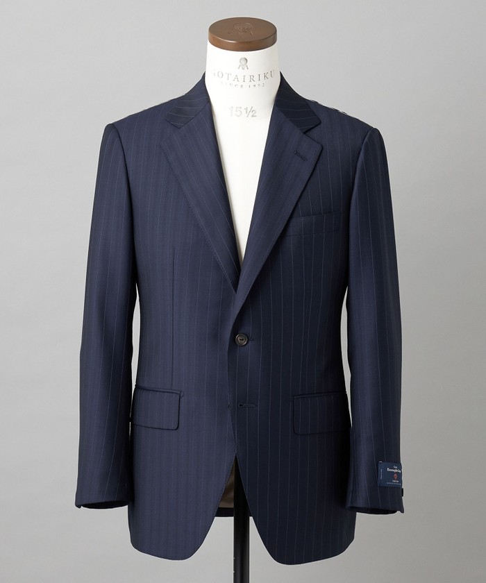 ポポ　ゼニア トロフェオ 3ピーススーツ ネイビーストライプ オーダー ZEGNA/ゼニア】TROFEO/トロフェオ スーツ（ネイビー×ストライプ