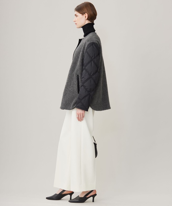 リバーシブル着用可能】 ラミネートパイルキルト ミドル丈コート