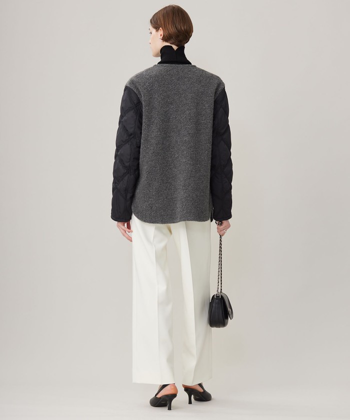 リバーシブル着用可能】 ラミネートパイルキルト ミドル丈コート リバーシブル着用可能】 ラミネートパイルキルト ミドル丈コート