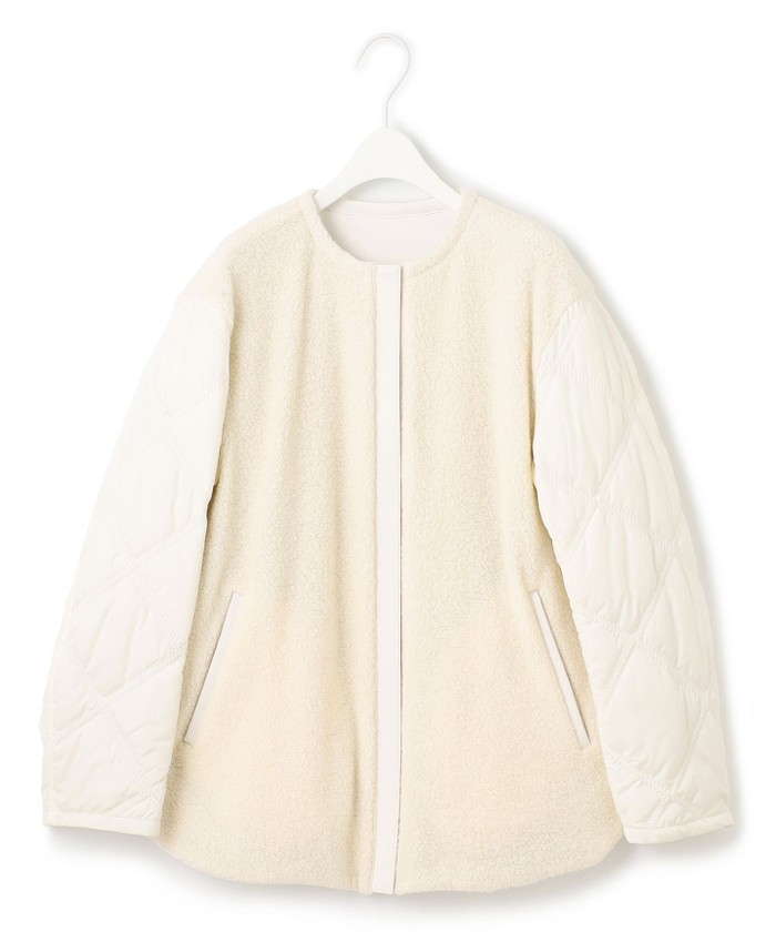 リバーシブル着用可能】 ラミネートパイルキルト ミドル丈コート