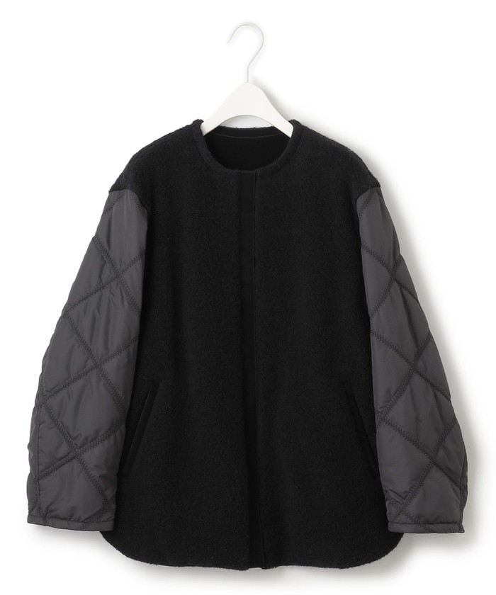 リバーシブル着用可能】 ラミネートパイルキルト ミドル丈コート