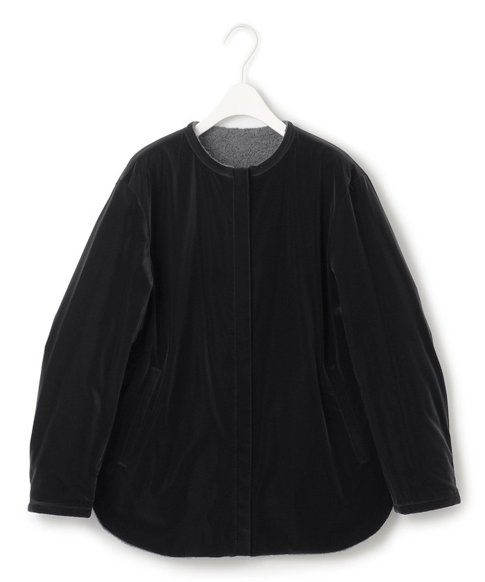 リバーシブル着用可能】 ラミネートパイルキルト ミドル丈コート