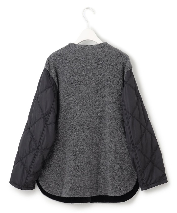 リバーシブル着用可能】 ラミネートパイルキルト ミドル丈コート