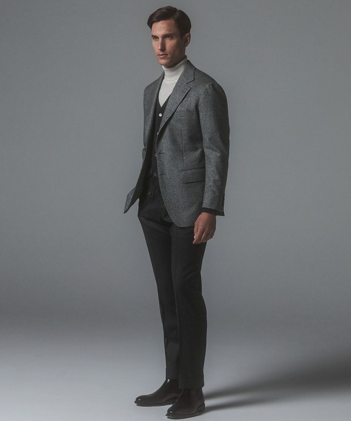 DELFINO】ナポリジオメトリックツイード ジャケット_グレー(506945130