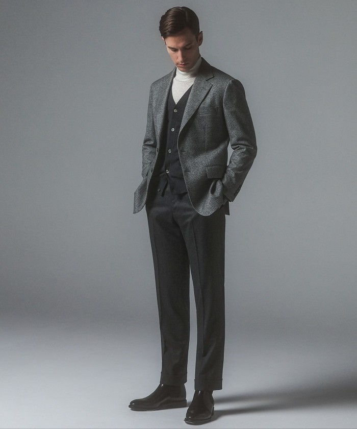 DELFINO】ナポリジオメトリックツイード ジャケット_グレー(506945130