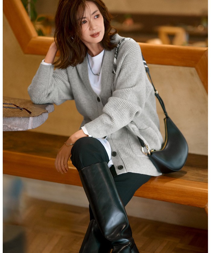 BLAMINK ニットカーディガン 38 カシミヤ　カシミヤ95 10万程度 BLAMINK - ブラミンク ｸﾞﾚｰ ｶｼﾐﾔ×ｼﾙｸ ﾛﾝｸﾞ丈ｶｰﾃﾞｨｶﾞﾝ 38の通販 by エコ