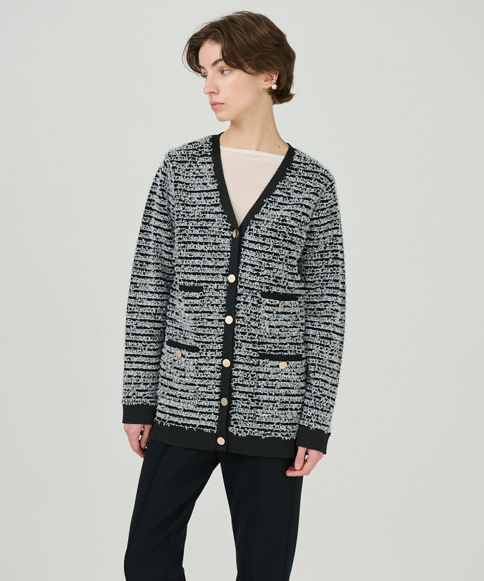 ツイードバイカラーニットカーディガン(506882095)｜阪急百貨店公式