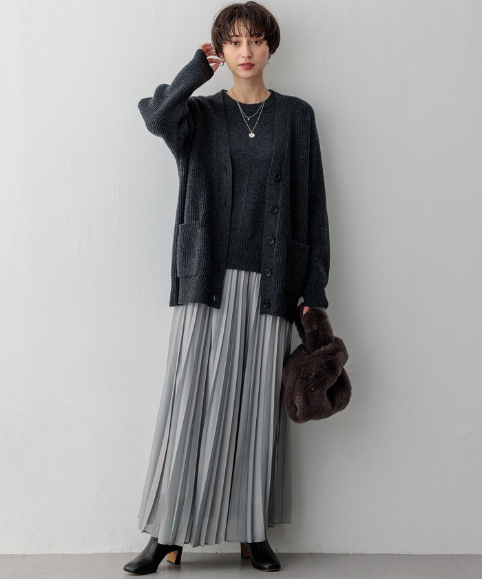 極美品❤️n100 カシミアカーディガン　チャコールグレー　サイズ34(M) n100（エヌワンハンドレッド） *カシミヤニットカーディガン*34グレー