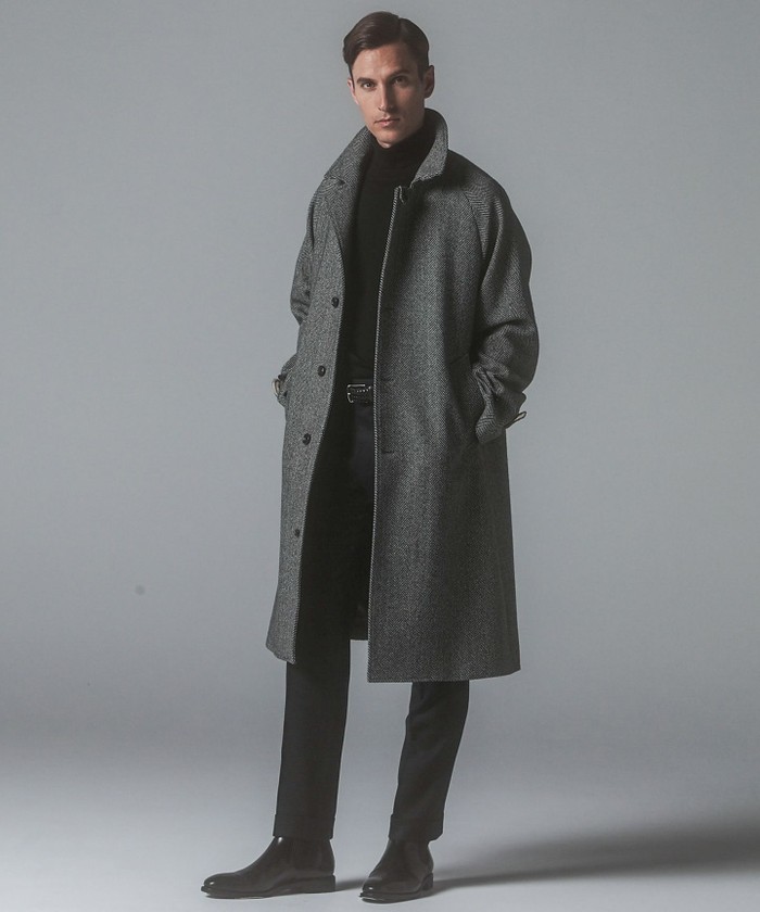 山栄毛織】カントリーツイード ステンカラーコート(506982723)｜HANKYU