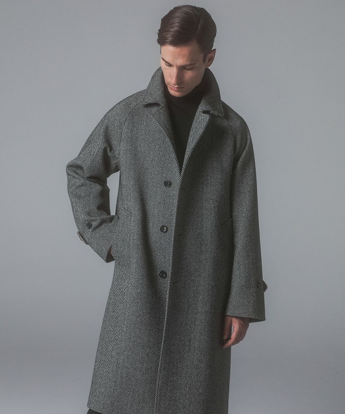 sacai✨パデットツイード　ステンカラーコート 山栄毛織】カントリーツイード ステンカラーコート(506982723)｜HANKYU