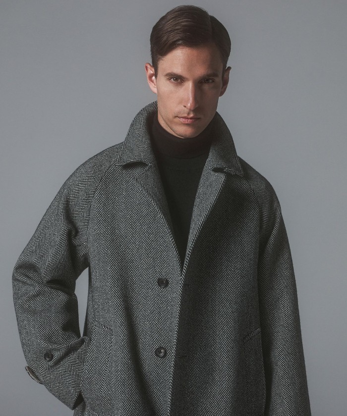 山栄毛織】カントリーツイード ステンカラーコート(506982723)｜HANKYU