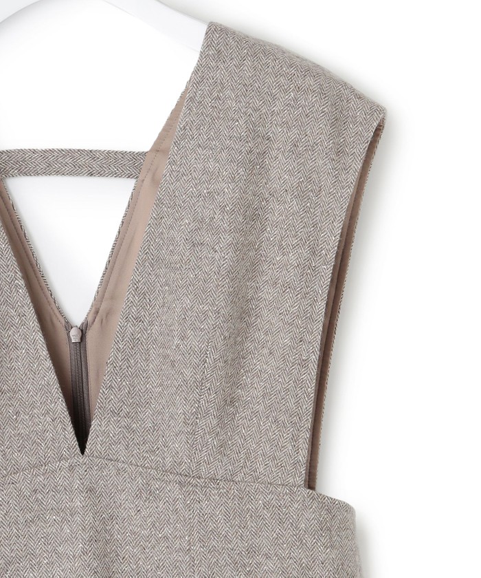 シルクネップヘリンボーン オールインワン ワンピース(506982744