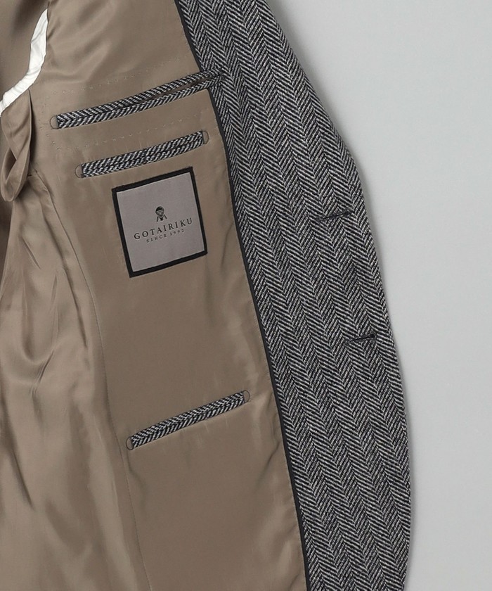 【レア】Saintandrewsカシミア混ヘリンボーンジャケット 尾州】カシミヤブレンド定番ヘリンボーン ジャケット(506989119