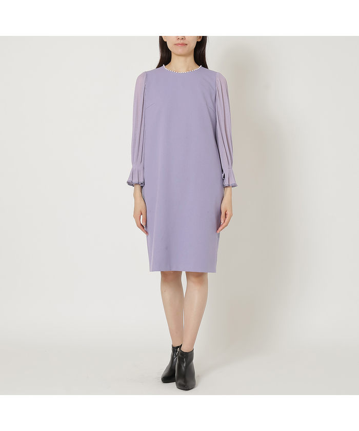 ローズティアラ RoseTiara プリーツ袖切替ワンピース(507049092)｜阪急