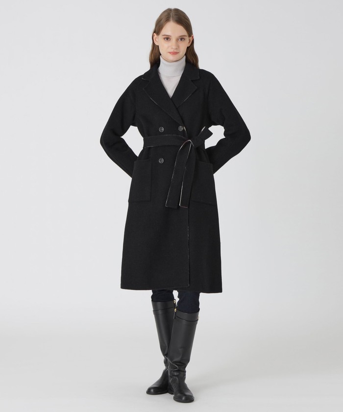 クレストブリッジチェックトーナルリバーフェイスロングコート