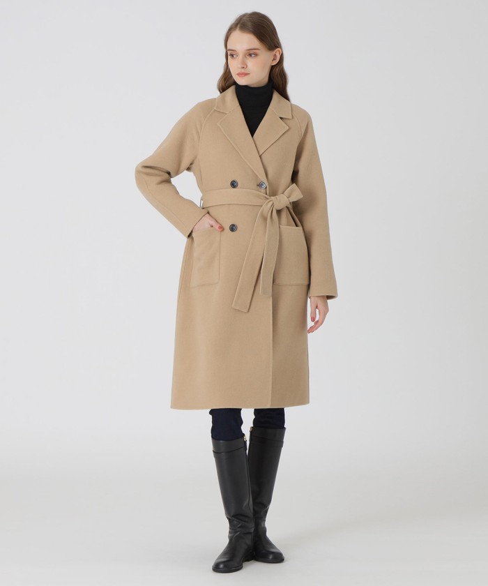 美品✨ クレストブリッジチェックダブルフェイスロングコート　36 リバーシブル クレストブリッジチェックトーナルリバーフェイスロングコート