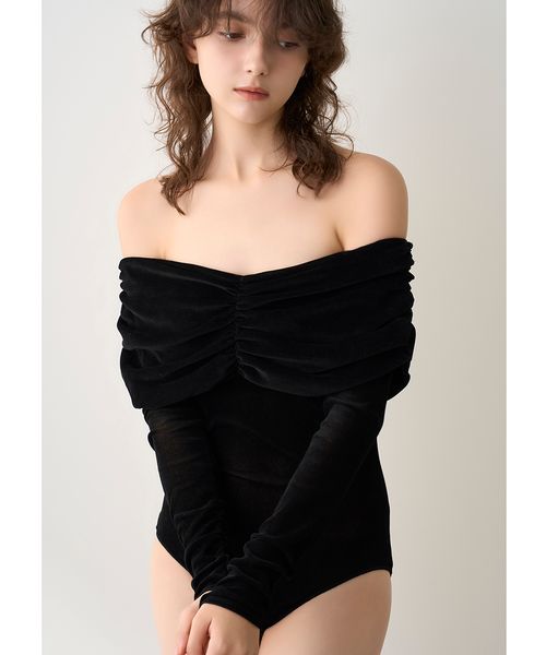 ぽこ様★新品 リリーブラウン カップインオフショルダーボディスーツ カーキ LILY BROWN｜【LILY BROWN Lingerie】カップインオフショルダー
