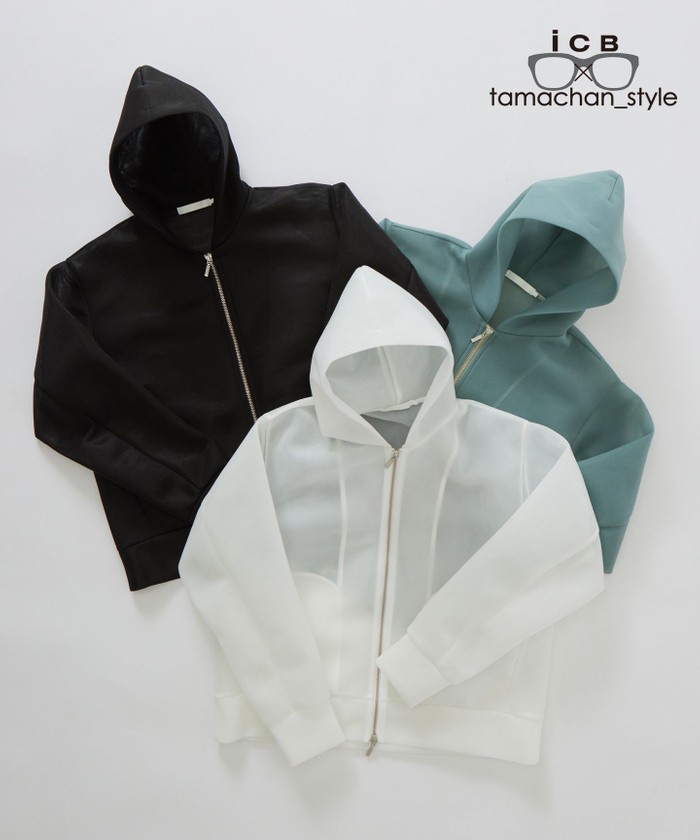 ICB×tamachan_style コラボ パーカー 黒 アイシービー ICB 【ICB×tamachan_style コラボ】 シアー
