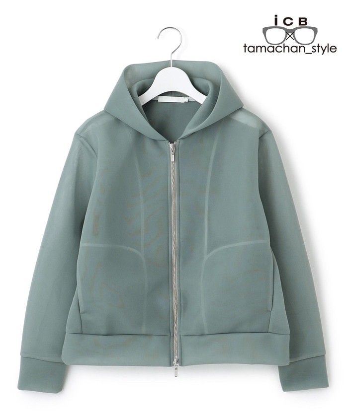 ICB×tamachan_style コラボ パーカー 黒 ICB×tamachan_style コラボ】 シアーパーカー / ICB