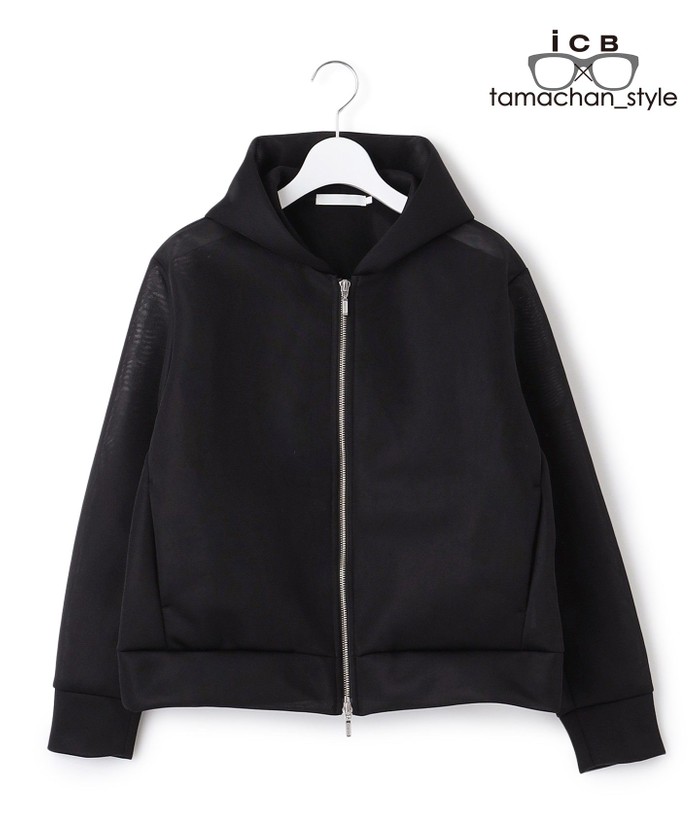 ICB×tamachan_style コラボ パーカー 黒 ICB×tamachan_style コラボ】 シアーパーカー / ICB