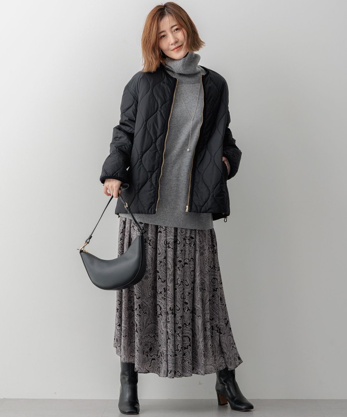 リバティプリント　ペイズリー柄ロングスカート グレー系 リバティプリントのティアードスカート / ペイズリー柄 / S・M