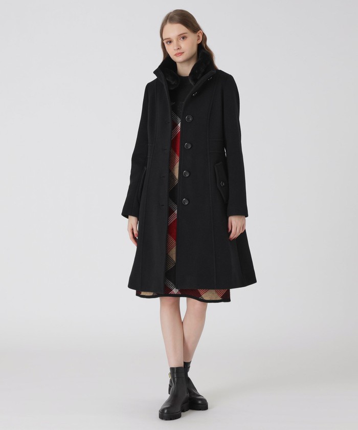 ファインウールダブルビーバースタンドカラーコート(506844347)｜阪急