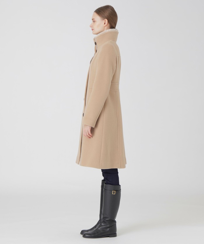 ファインウールダブルビーバースタンドカラーコート(506844347)｜阪急