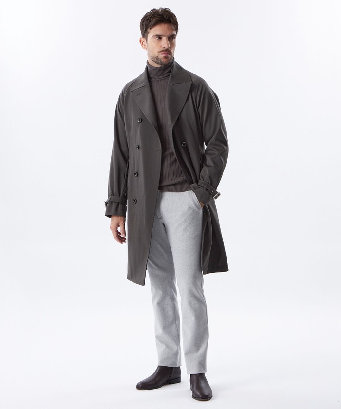 グレー ダブルブレスト ウールコート　メンズ ダブルブレストウールミックスコート(506976421)｜HANKYU MEN'S