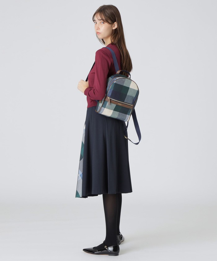 ブルーレーベルクレストブリッジ リュック チェック ピンク系 クレストブリッジチェックPVCバックパック
