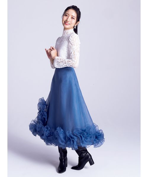 【タグ付】CELFORD【YUMI KATSURA 】ローズシアーフレアスカート YUMI KATSURA for CELFORD】ローズシアーフレアスカート(SKIRT