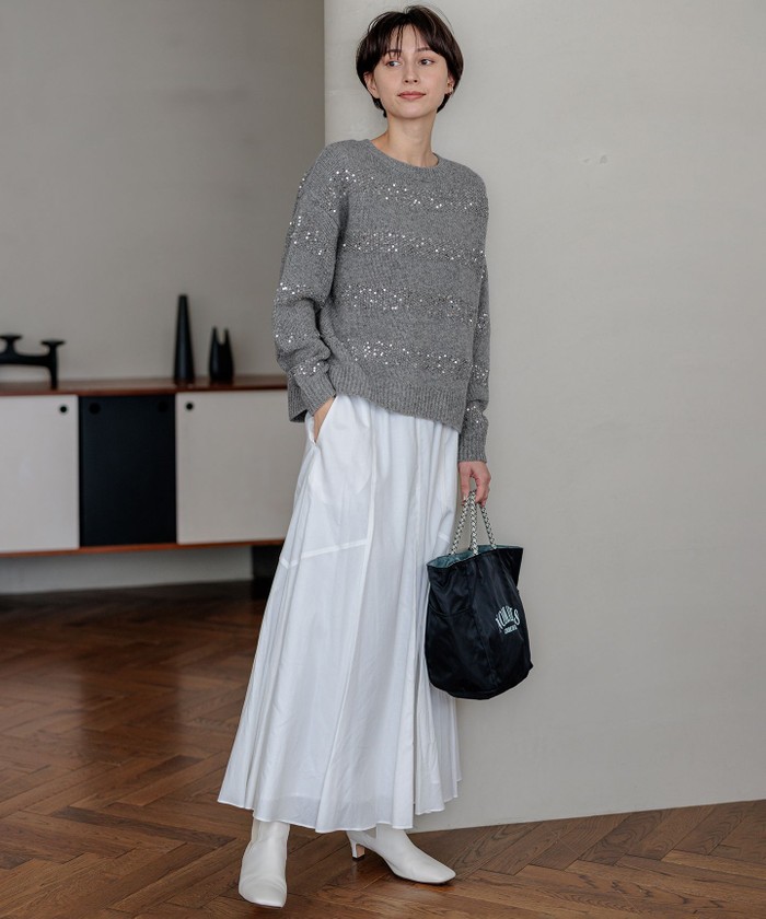 滝沢眞規子さん着用/一部店舗限定】スパングルボーダー ニット