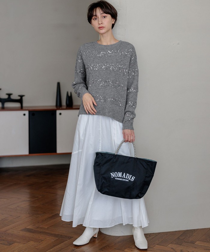 滝沢眞規子さん着用/一部店舗限定】スパングルボーダー ニット