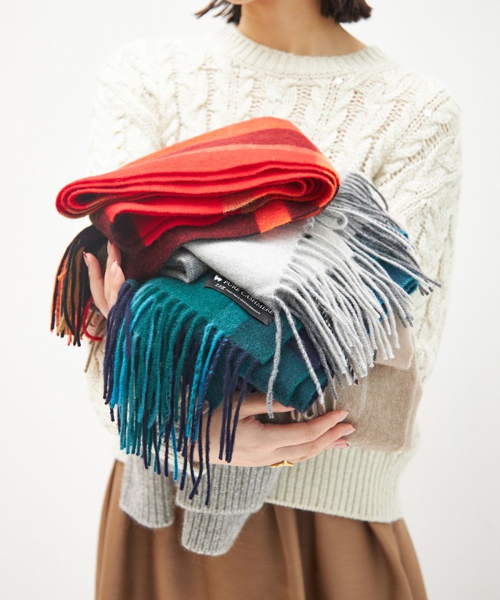 カシミヤ チェック マフラー(507552103)｜阪急百貨店公式通販サイト