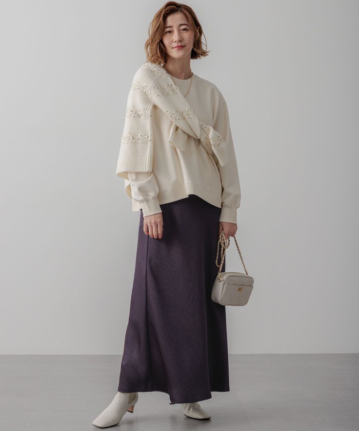 滝沢眞規子さん着用/一部店舗限定】スパングルボーダー ニット