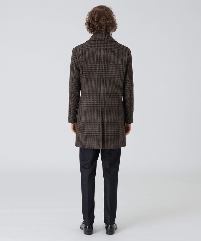 テクニカルツイードグレンチェックピーコート(507517058)｜HANKYU