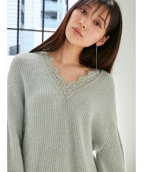 SNIDEL｜ラクーン衿レースプルオーバー | Rakuten Fashion(楽天