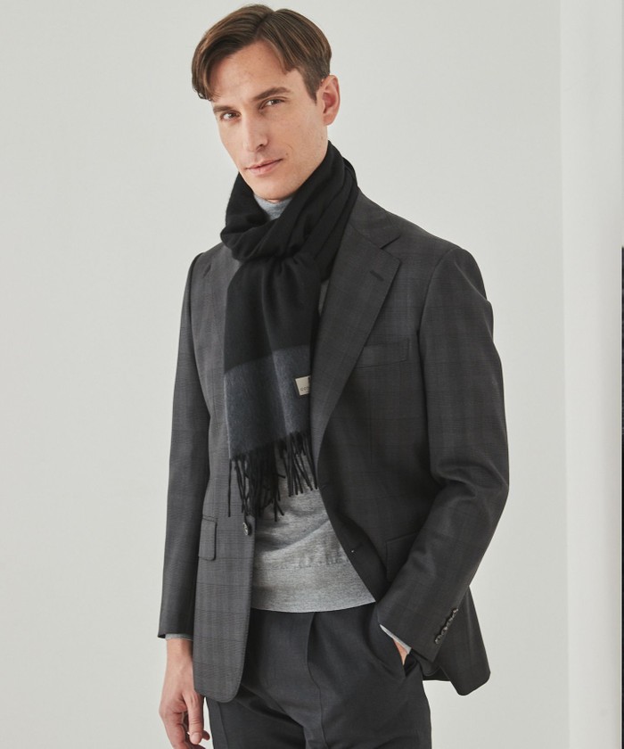 カシミヤ100%】 幅広 リバーシブルマフラー(40cm×180cm)(507597737