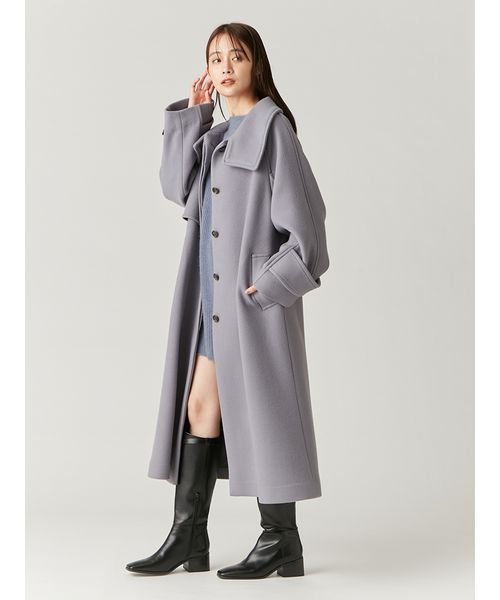 新品未使用品】かぐれ／ウールバルカマンコート／GRY KHAKI （ウール 