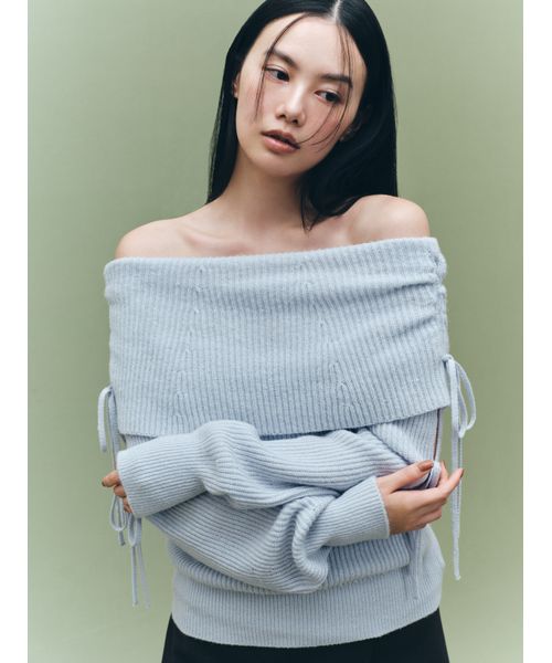 ニット セーター リボンディテールオフショルニット レディース 新作！リボンディテールオフショルニット | FRAY I.D | ショップ