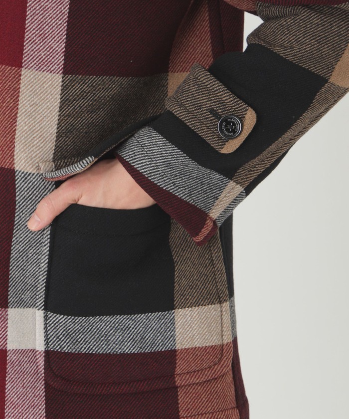 店舗限定】MORGANTI クレストブリッジチェックフーデッドコート