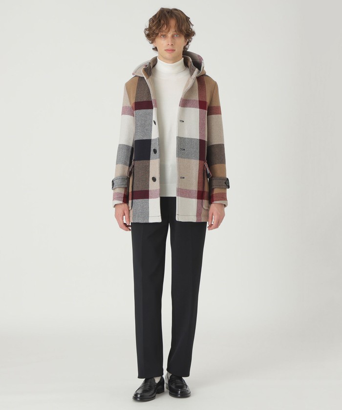 MORGANTI クレストブリッジチェックフーデッドコート blue label 店舗限定】MORGANTI クレストブリッジチェックフーデッドコート