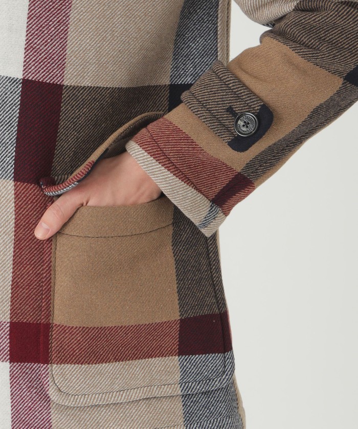 店舗限定】MORGANTI クレストブリッジチェックフーデッドコート