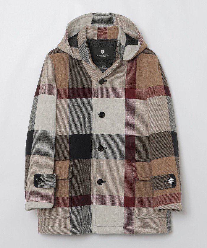 店舗限定】MORGANTI クレストブリッジチェックフーデッドコート 
