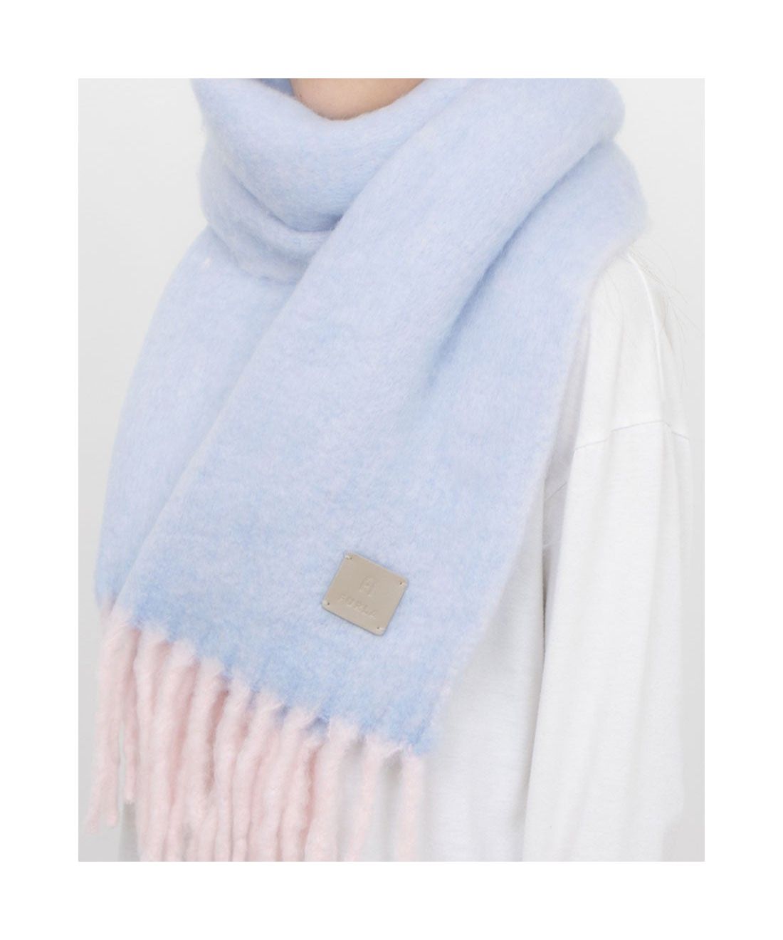 WEB限定】ウール混 シャギーマフラー バイカラー／40cm幅(506865679