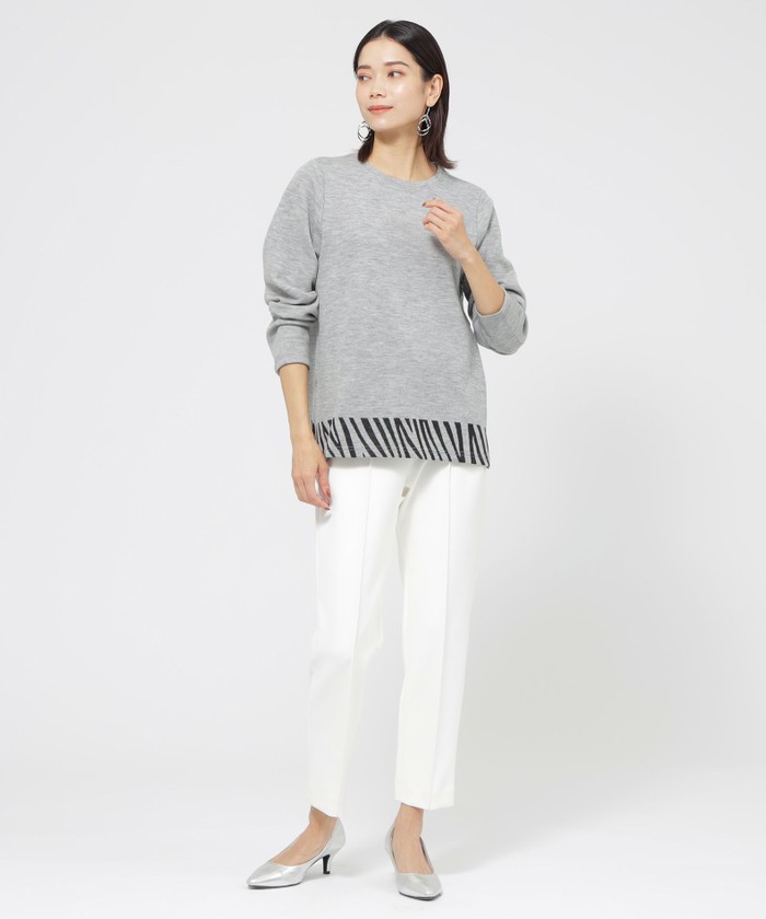 tシャツ ウールジャカードプルオーバーカットソー レディース ウールジャカードプルオーバーカットソー(507723394)｜阪急