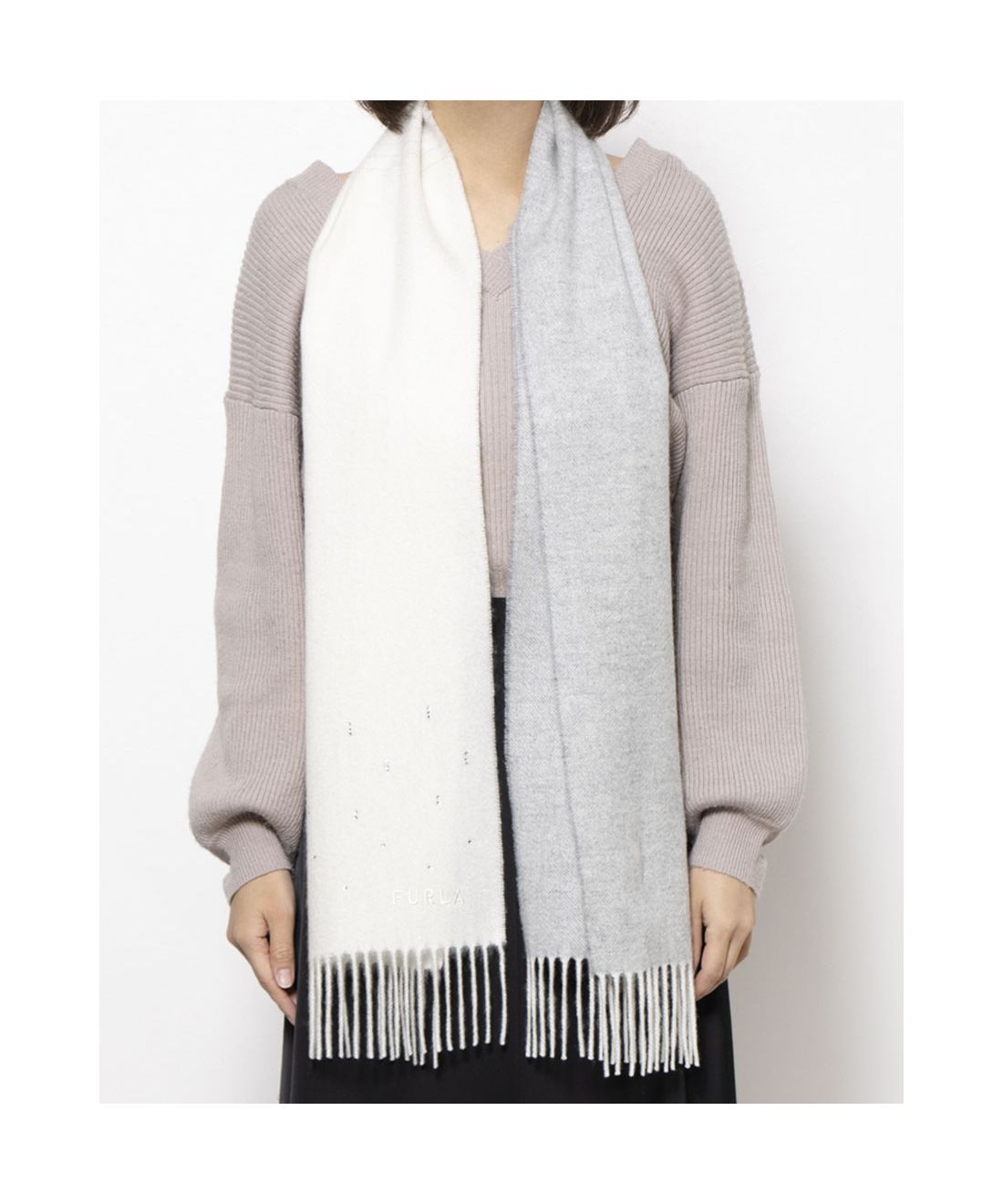 カシミヤ波付 ラメチェックラインストーンマフラー／30cm幅(506865676