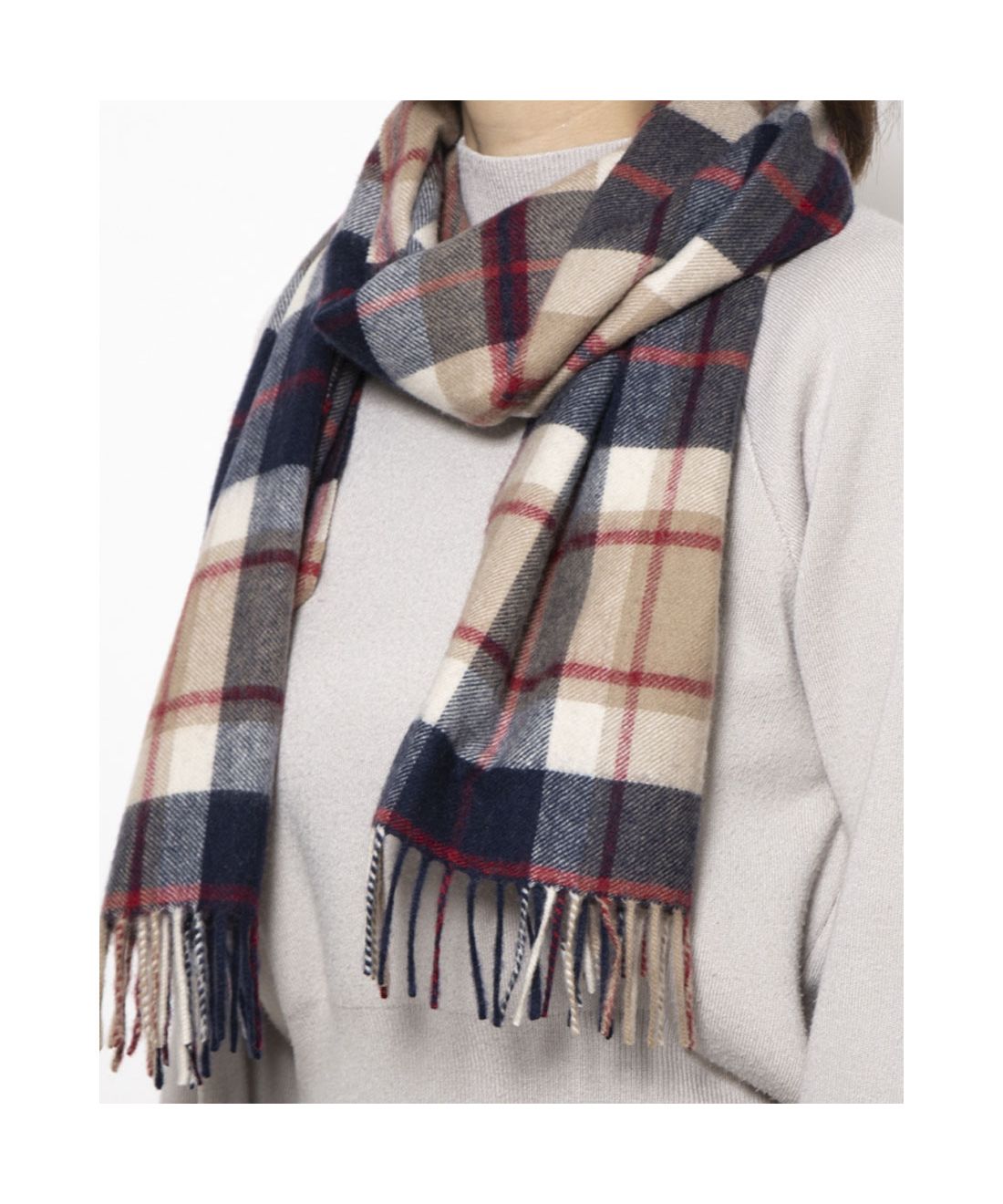 カシミヤ100% チェックマフラー／35cm幅(506865685)｜阪急百貨店公式